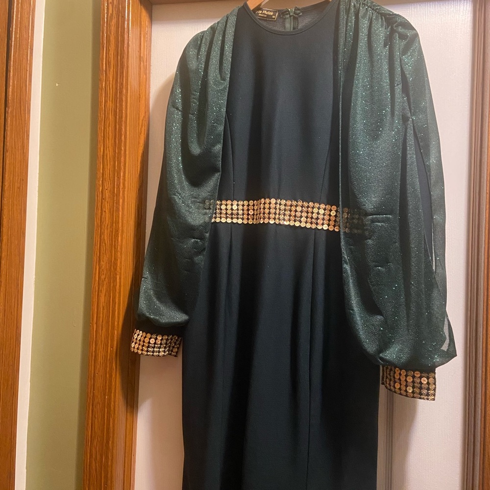 Elegant Green Sequin-Embellished Women's Coat